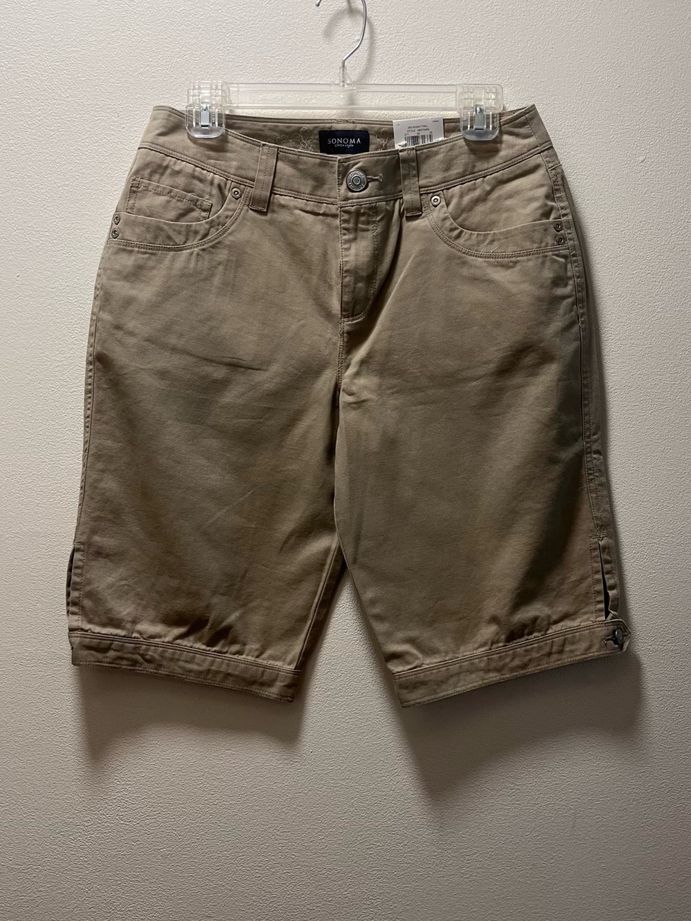 Sonoma Life & Style Capsule Comfy Versatile Khaki Classic Twill Shorts, Sz 8